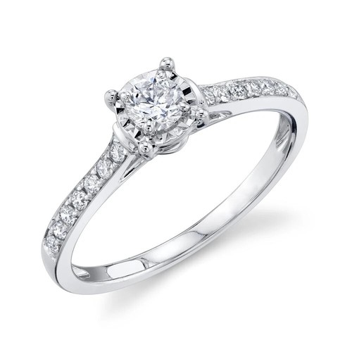 14k blanc diamant bague - or,