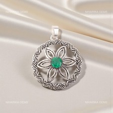 Pendentif En Argent Vert En