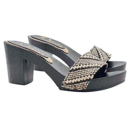 Mule avec bande tissu tressé - avec,