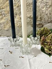 Lot de 3 bougeoirs en verre / MC Reims / Années 60/70 / Déco