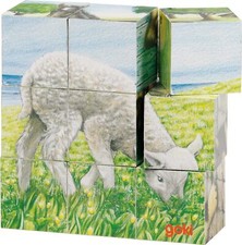 - 2041666 - Puzzle en Bois - Cubes - Animaux De La Ferme - 9 Pièces