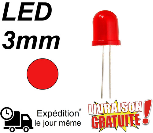 Lot led 3mm rouge haute - 3mm,