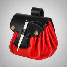 Bourse Médiévale Cuir Rouge