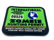 Patch Permis Chasse Zombie Vert PVC International Large Airsoft Paintball