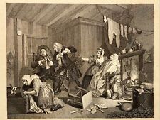 The Harlot’s Progress The Funeral William Hogarth Antique Stahlstich ENGRAVING