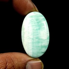 Cabochon en cristal d'Aragonite bleu naturel forme ovale pierre précieuse...