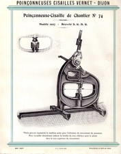 DIJON (21) ATELIER de CONSTRUCTION / POINCONNEUSE CISAILLE N°74 "VERNET" Tract