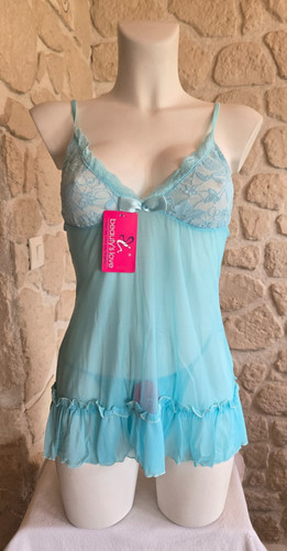 Nuisette turquoise avec - , string