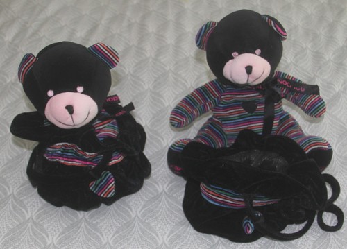 Doudou ours raye noir sac - 2,