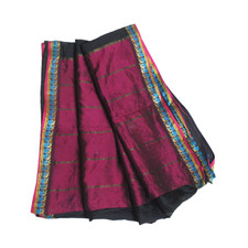 Robe en tissu noir sari femme indienne enveloppante rideau brodé drapé robe...