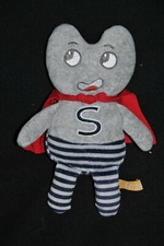 Peluche Doudou Super Héros S KIMBALOO LA HALLE Bleu Gris Cape Rouge 23 Cm TTBE