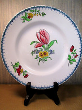 PLAT à GATEAU sur PIED Faience Céramique Earthenware SAINT AMAND Nord c1932