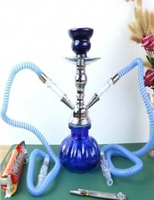 Narguilé Kit Complet Chicha Double Tuyaux Ensemble Haut De Gamme Couleur Bleu
