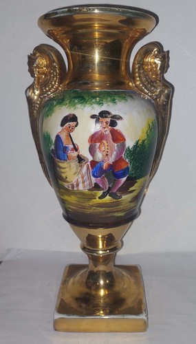 Vase porcelaine scene galante - porcelaine,