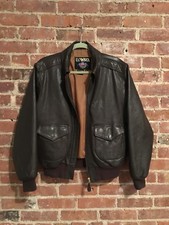 US Wings M Leather AVIATOR A2 Flight Bomber Jacket Mens Brown Indiana Jones