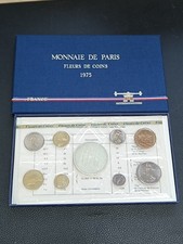 Coffret Monnaie De Paris 1975 Fleurs De Coins Tranche B. 1 Centime Sans Rebord