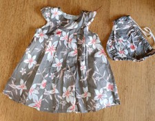 ETE ROBE KAKI ET FLEUR DES ILES  + CULOTTE 6 MOIS BEBE FILLE NEUF FILLE NEUVE
