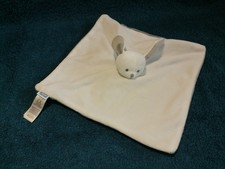 Doudou plat lapin blanc gris Jacadi Etat neuf