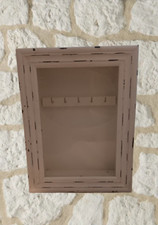 Armoire à clés - White Wash - Bois et Verre - 30 x 24 x 7 cm - Vintage