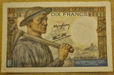 Billet 10 Francs MINEUR - 1941