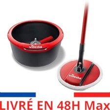 Vileda Spin & Clean Balai laveur, Noir et Rouge, Seau rond et compact Nettoyage*