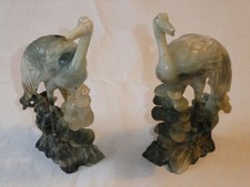 sculpture chinoise asiatique 2 oiseaux en pierre stéatite TRAVAIL SUPERBE
