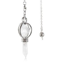 Pendule De Guérison En Cristal De Roche Merkaba Avec Pierre Précieuse Hexagon...