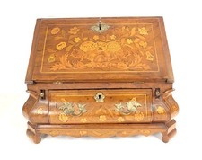 Meuble de maîtrise hollandais bureau scriban marqueterie fleur début XIXème