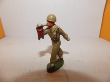 FIGURINE STARLUX MILITAIRE AMÉRICAIN TROMPETTE GANTS BLANCS GUETRE BLANCHE CASSE