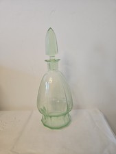 Carafe Art Déco en verre uranium fluorescent 1930s + bouchon 11 cm /