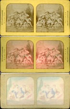 Stéréo, scène enfantine, des enfantillages vintage stéréo card tissue, carte jou