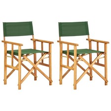 2x Bois Massif d'Acacia Chaises de Metteur en Scène Vert Camping Jardin vidaXL