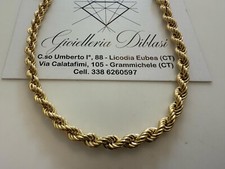18K OR JAUNE Chaîne COLLIER TRESSE CORDE Maille Massif Homme Femme 750% Italie