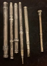 Lots De 6 PORTE MINE STYLO CRAYON ARGENT Calendrier, Ancien XIXè