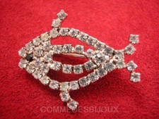 Broche "Poisson Rouge" Aquarium Pavé cristal Blanc - Bijoux pur Vintage
