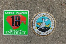 2 Autocollants Sapeurs Pompiers. Amicale Pompiers du ciel. Rennes District