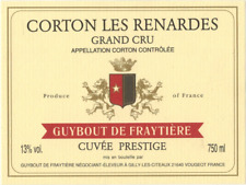 Etiquette Grand cru de bourgogne-750ml-Corton les Renardes-21640.Vougeot-R.144b