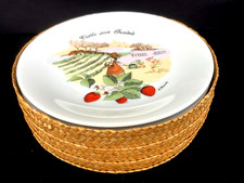 7 ASSIETTES À DESSERT PORCELAINE DE MEHUN L'HIRONDELLE DÉCOR  DE TARTE VINTAGE