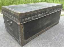 Malle Ancienne XIXeme Cuir Inde Madras Alexandrie Coffre Meuble Égypte