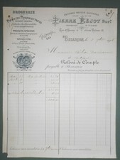 Facture ancienne droguerie pierre Béjot Besançon 1908 produits pharmaceutiques