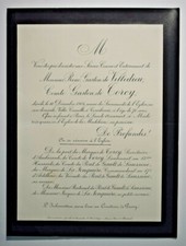 COMTE GASTON DE TORCY Villedieu FAIRE PART Courbevoie Pont Gault Saussine 1904