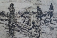 Alfred Théodore Bastien (1873-1955) (12) - encre - scène de guerre à Furnes