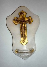 Ancien Bénitier Bronze et Marbre XIX e