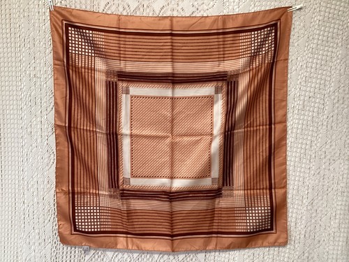 Foulard soie vintage marron - foulard,