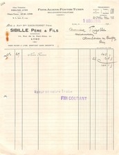 Facture  1926  FERS ACIERS