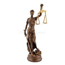 Statue ancienne déesse grecque Themis albâtre 10"-25 cm finition métal moulé