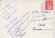 Maurice GENEVOIX. Carte postale signée à Jean GALTIER-BOISSIÈRE