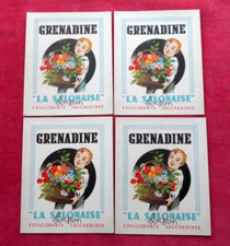 GRENADINE " LA SALONAISE "   Lot de 4 Etiquettes   !