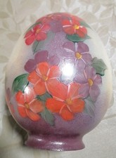 Ancien Globe Obus en Verre Dépoli Peint Main Art Déco