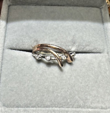 9k Blanc or Rose 4 Diamant 0.07 Exquis Filigrane Taille 5.75 Bague 2.7g